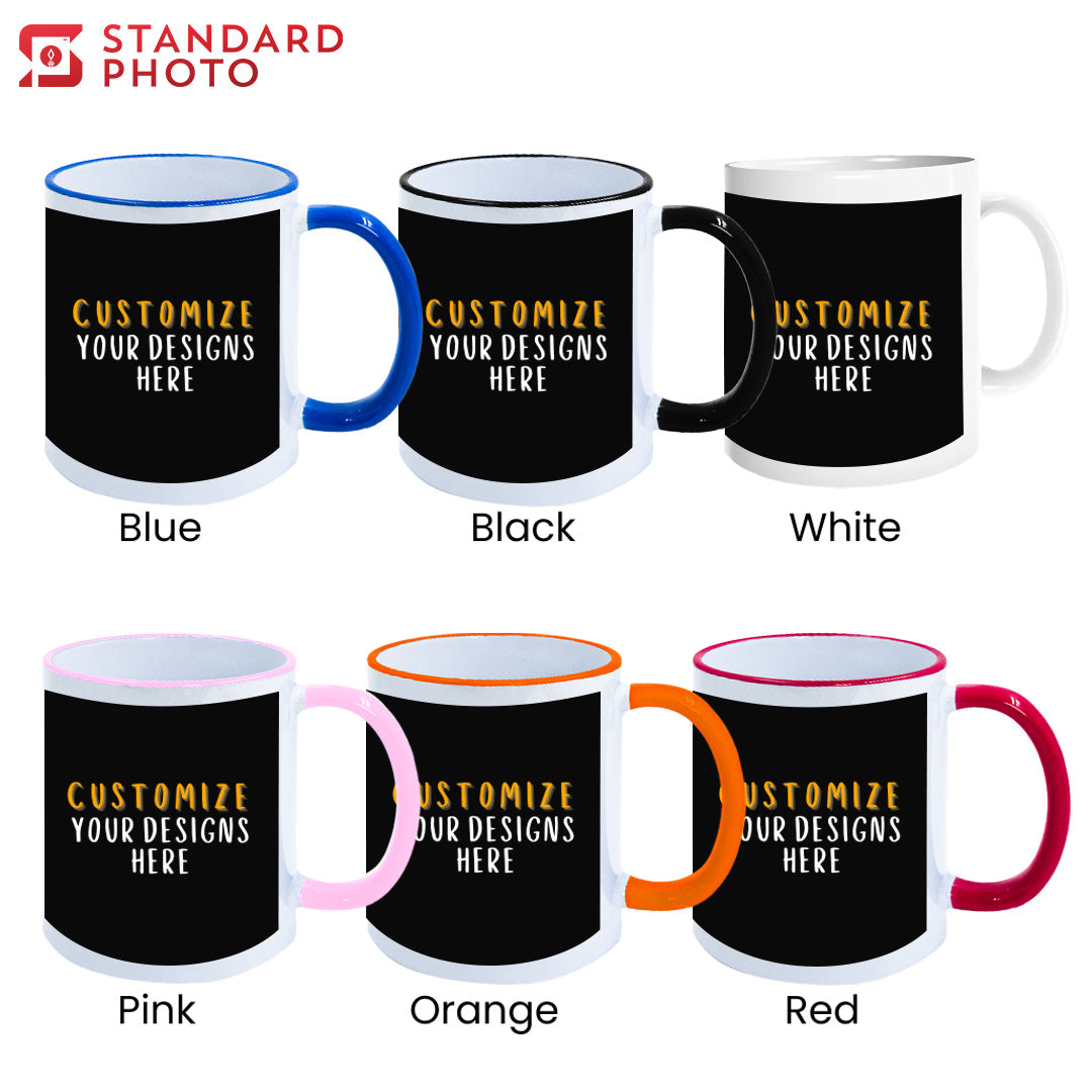 StandardPhoto Customisable Mugs Colour Collage All Colours Available Blue Black White Red Pink Orange Custom Design 