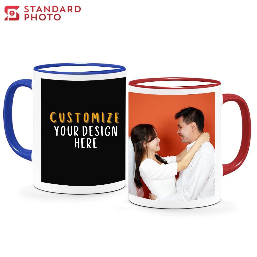 StandardPhoto Customisable Mugs Cover Picture Custom Picture Red Blue Add Design 