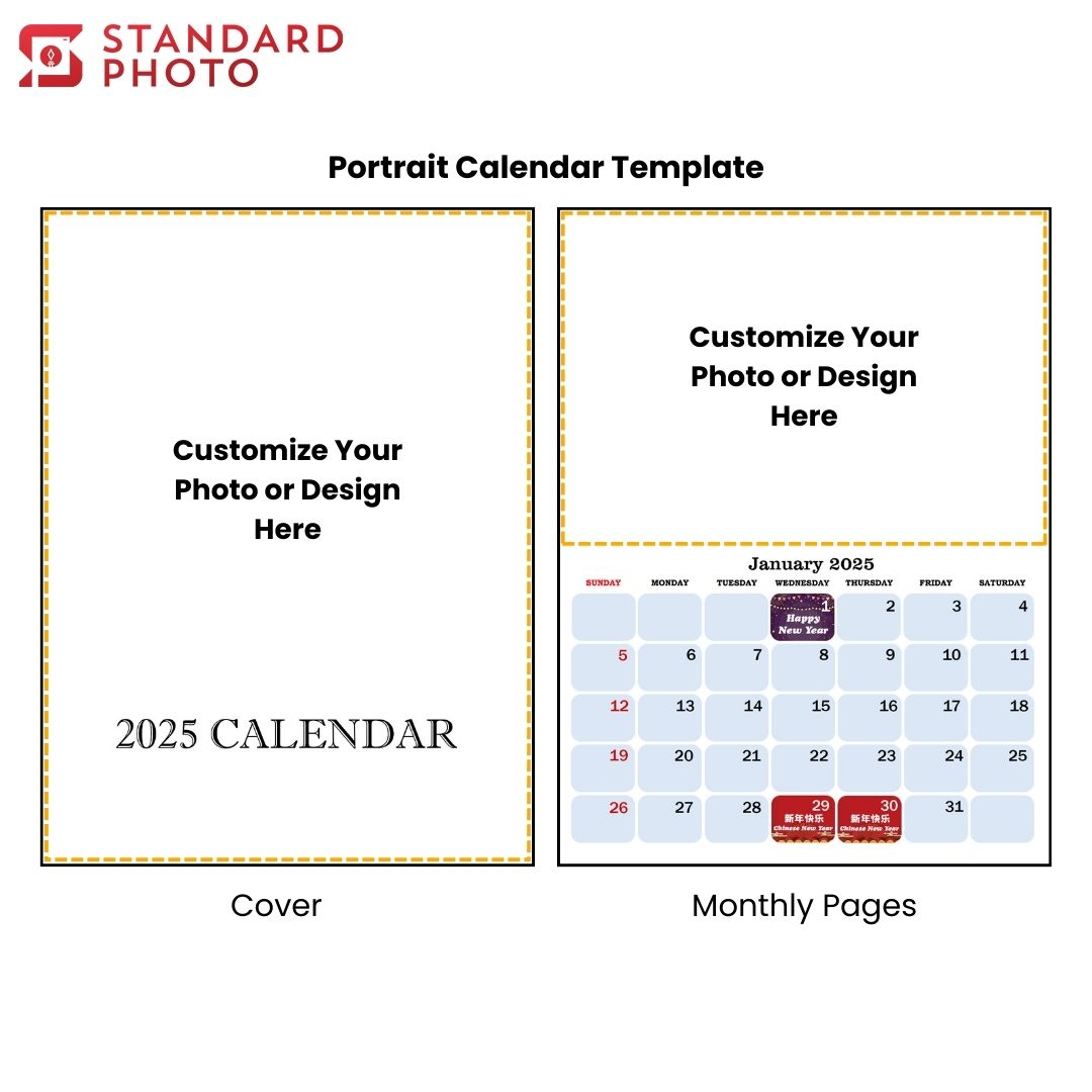 StandardPhoto Customizable Photo Calendar Portrait Template Customisable