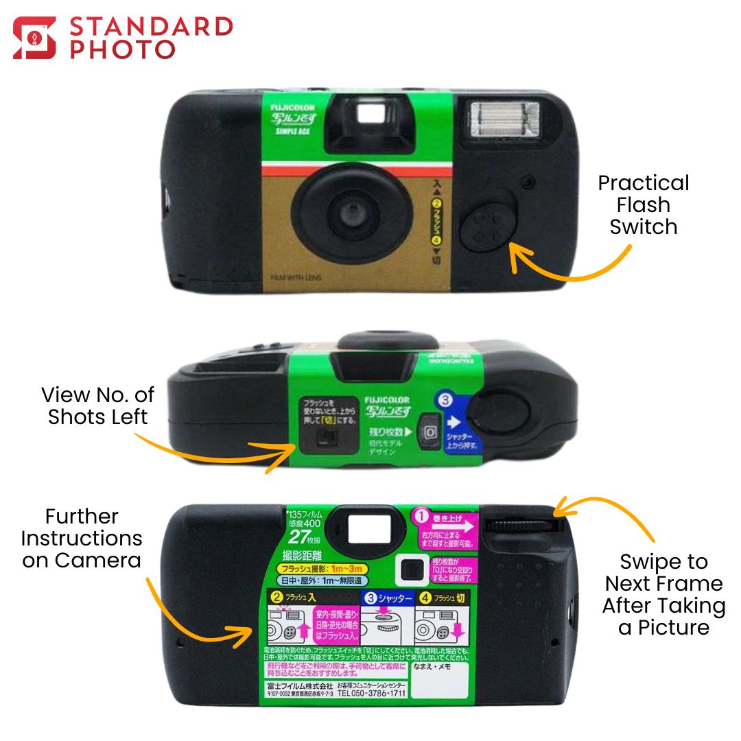 StandardPhoto Fujifilm Simple Ace 400 Disposable Camera Views and Instructions How to Use 