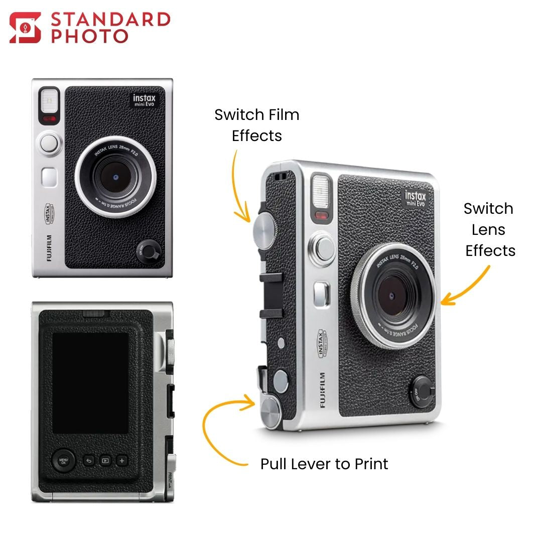 StandardPhoto Fujifilm instax Mini Evo Instant Camera Views and Instructions