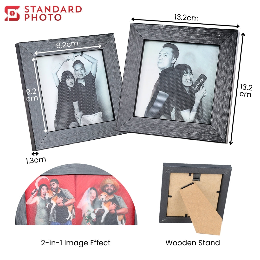 StandardPhoto Motion Print Gift Set Features Packaging Premium Quality Frame 2-in-1 Image Effect Table Decor Home Decor Customizable Custom Display Wooden Stand Measurements