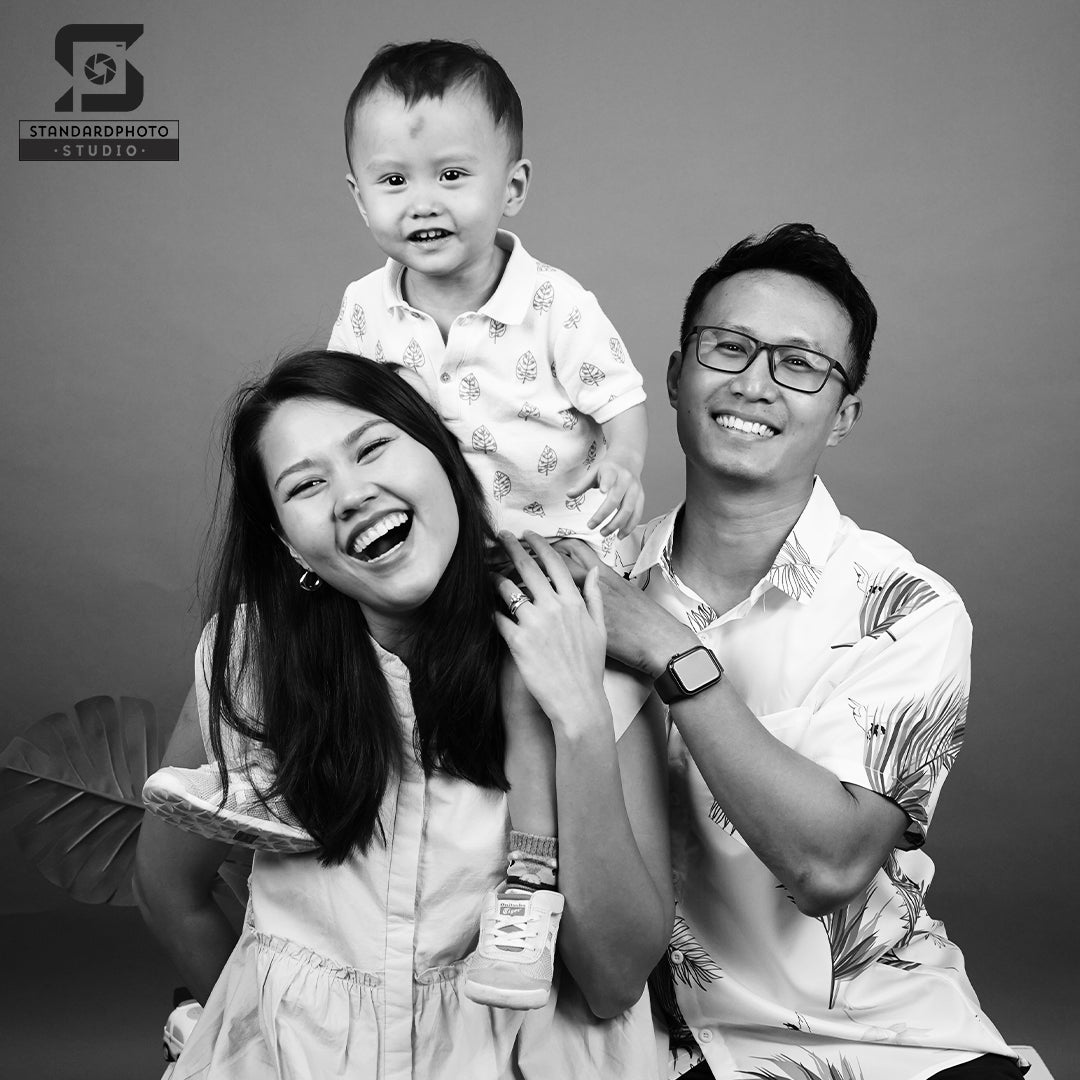 Standard Photo Black & White Studio Indian Family with Kid