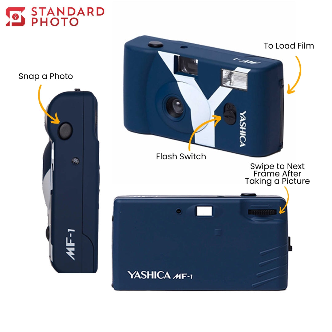 SP Yashica MF-1Y Film 35mm Reusable Camera Views Use Features Functions Instructions Manual