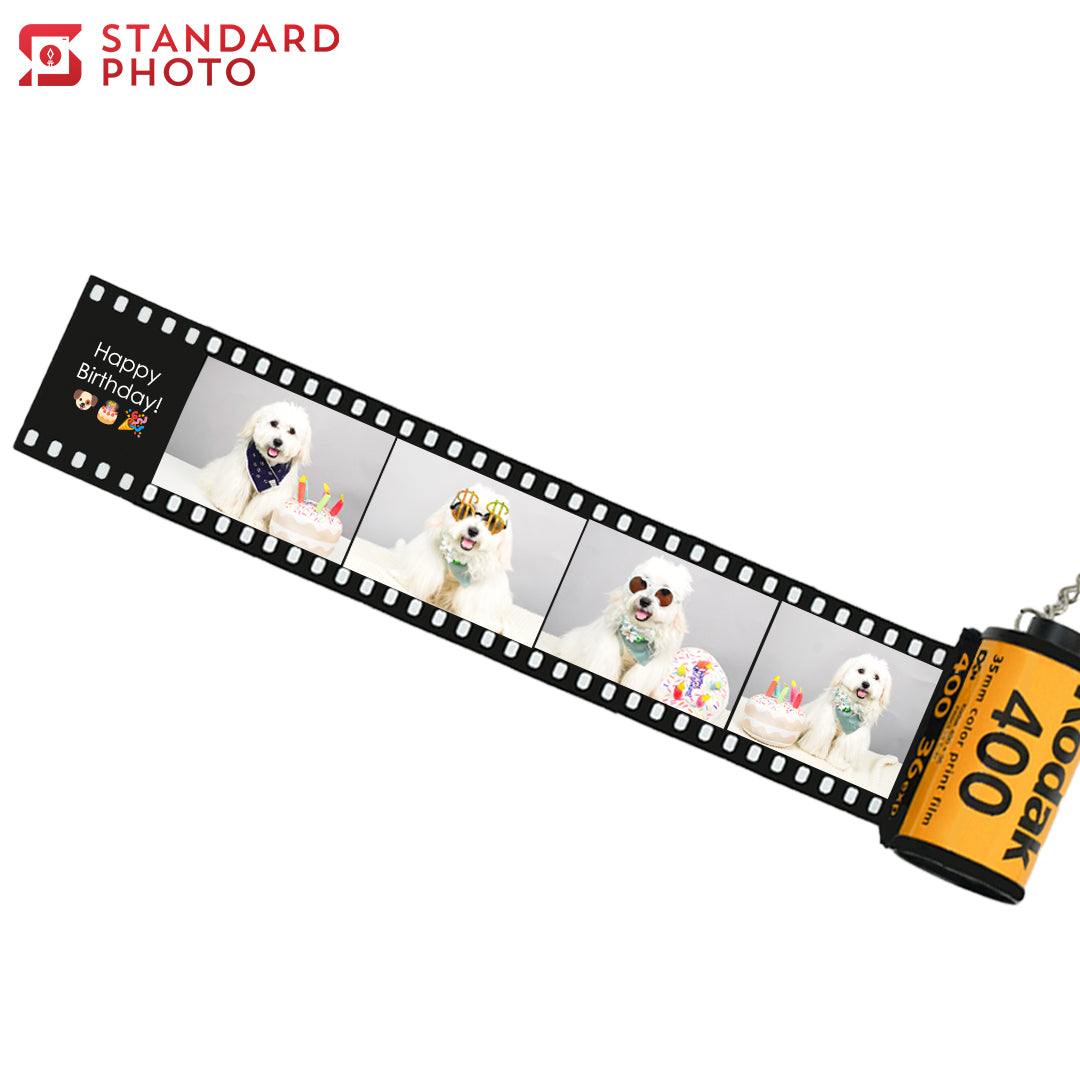 StandardPhoto Photo Film Roll Keychain Display Image Custom Customisable Customizable Personalised Personalized Gifts Memories Birthdays Anniversaries Maternity Keepsakes Emoji Text Sample